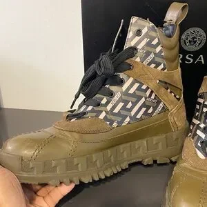 Versace | Shoes | Versace Mens Khaki And Black Geometric  display picture 2